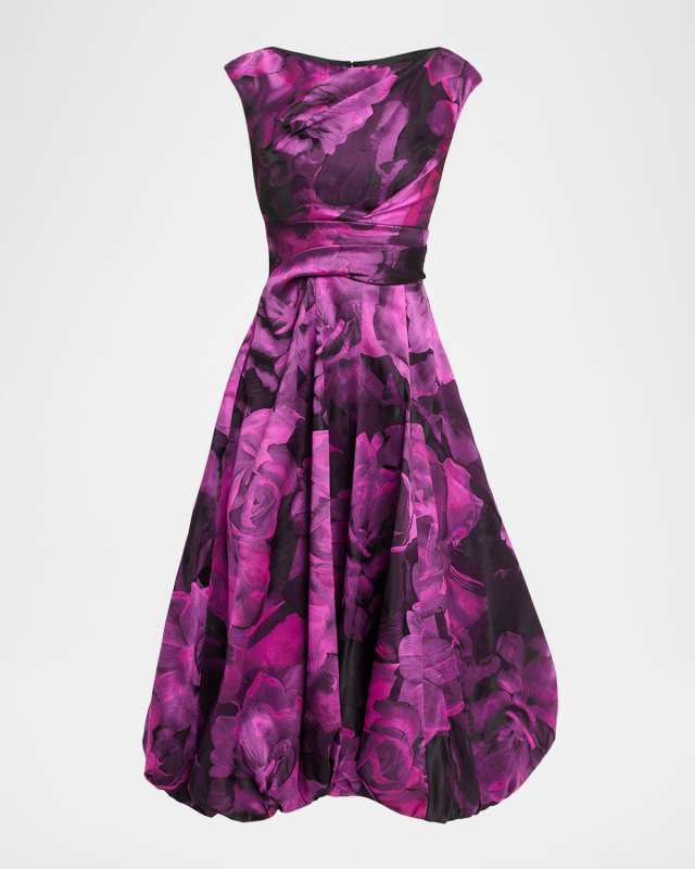 Floral Jacquard Bubble Midi Dress